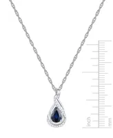 Sapphire (9/10 ct. t.w.) and Diamond Accent Pendant 18" Necklace 14k White Gold (Also Available Emerald)