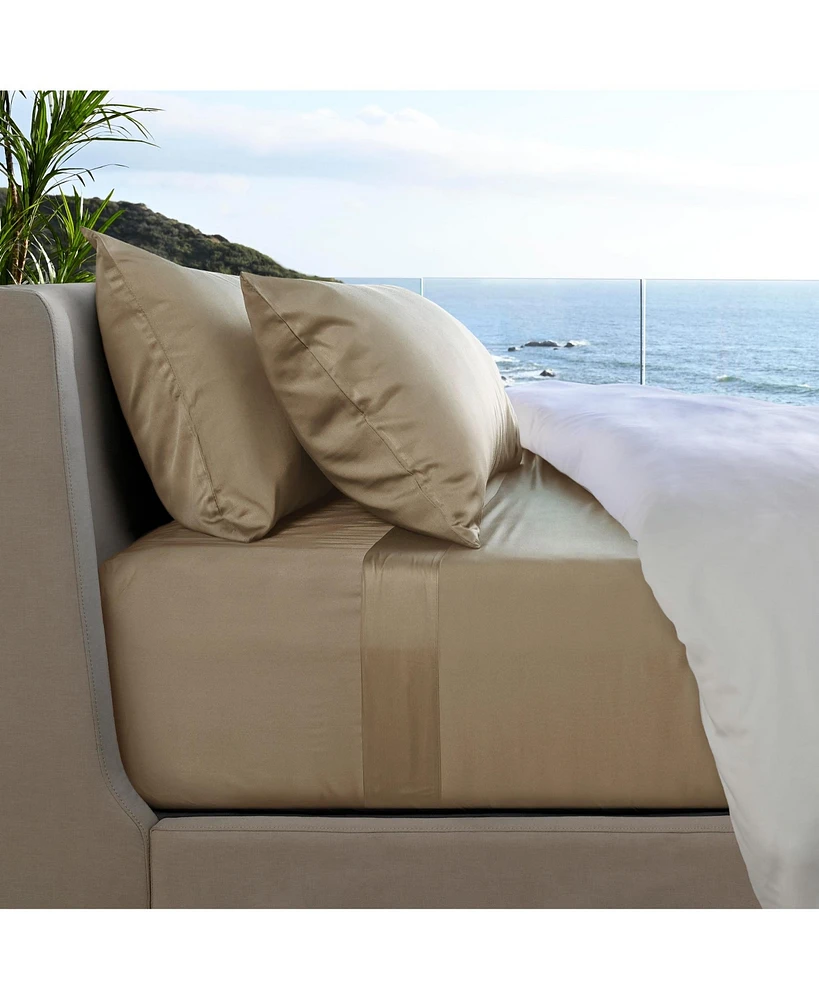 Cariloha Resort 4-Piece Sateen Sheet Set | Onyx Queen Viscose Material Thermal-Regulating, Extra Soft Cooling Sheets