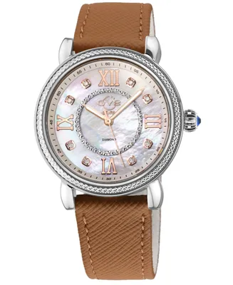 GV2 by Gevril Women's Marsala Swiss Quartz Tan Faux Leather Watch 37mm