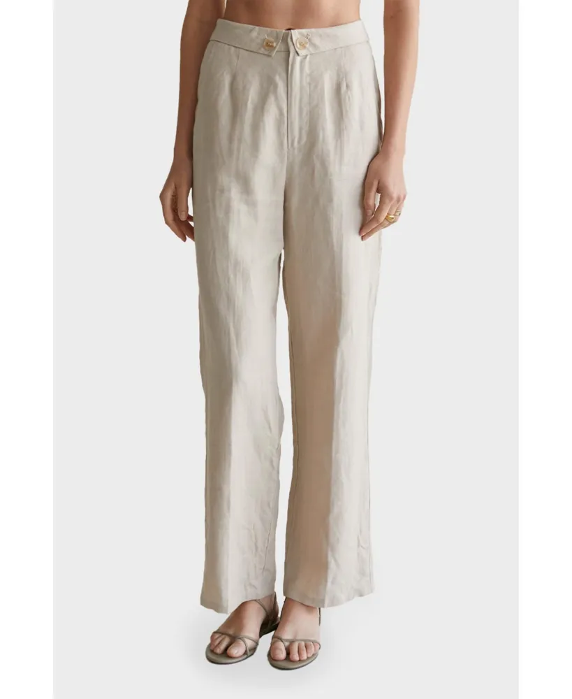 Linen Foldover Waist Pant