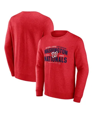 Men's Fanatics Heathered Red Washington Nationals Classic Move Pullover Sweatshirt
