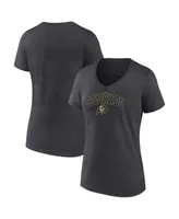 Women's Fanatics Heather Charcoal Colorado Buffaloes Evergreen Campus V-Neck T-shirt