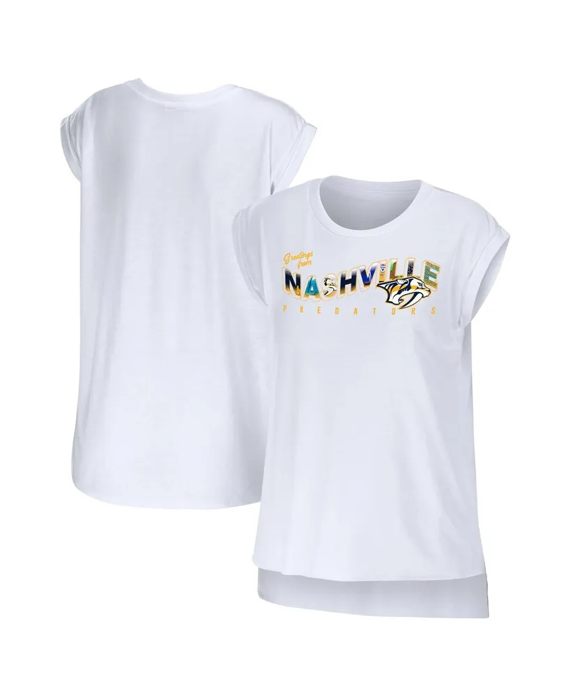 Women's Wear by Erin Andrews White Nashville Predators Greetings From Muscle T-shirt