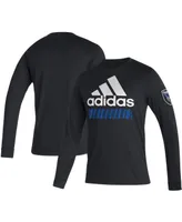 Men's adidas Black San Jose Earthquakes Vintage-Like Aeroready Long Sleeve T-shirt