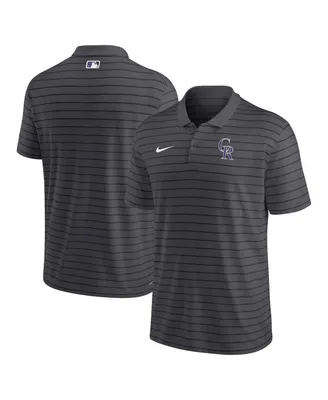 Men's Nike Charcoal Colorado Rockies Authentic Collection Victory Striped Performance Polo Shirt