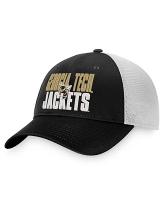 Men's Top of the World Black, White Georgia Tech Yellow Jackets Stockpile Trucker Snapback Hat