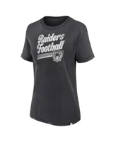 Women's Fanatics Charcoal Las Vegas Raiders Hit Snow Washed T-shirt