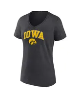 Women's Fanatics Heather Charcoal Iowa Hawkeyes Evergreen Campus V-Neck T-shirt