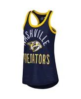 Women's G-iii 4Her by Carl Banks Navy Nashville Predators First Base Racerback Scoop Neck Tank Top