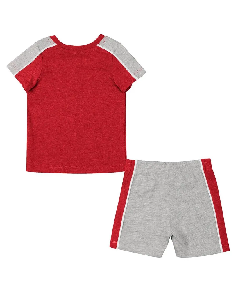 Infant Boys and Girls Colosseum Scarlet, Heather Gray Ohio State Buckeyes Norman T-shirt Shorts Set