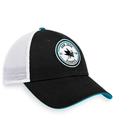 Men's Fanatics Black, White San Jose Sharks Iconic Gradient Trucker Snapback Hat