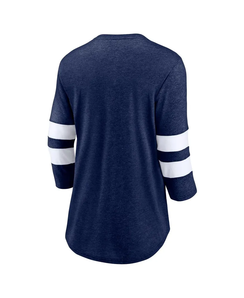 Women's Fanatics Heathered Navy Chicago Bears Primary Logo 3/4 Sleeve Scoop Neck T-shirt