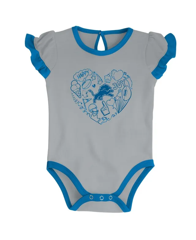 Outerstuff Girls Newborn & Infant Blue/Heathered Gray Detroit Lions All The  Love Bodysuit Bib & Booties Set