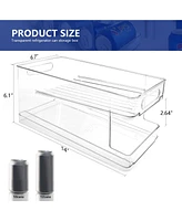 2-Tier Soda Can Organizer for Refrigerator, Automatic Rolling Fridge Dispenser, Holds 12 Cans, Clear