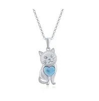 Sterling Silver Larimar Cat Necklace