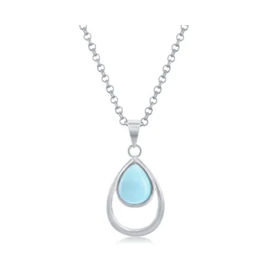 Sterling Silver Larimar Double Pearshaped Necklace