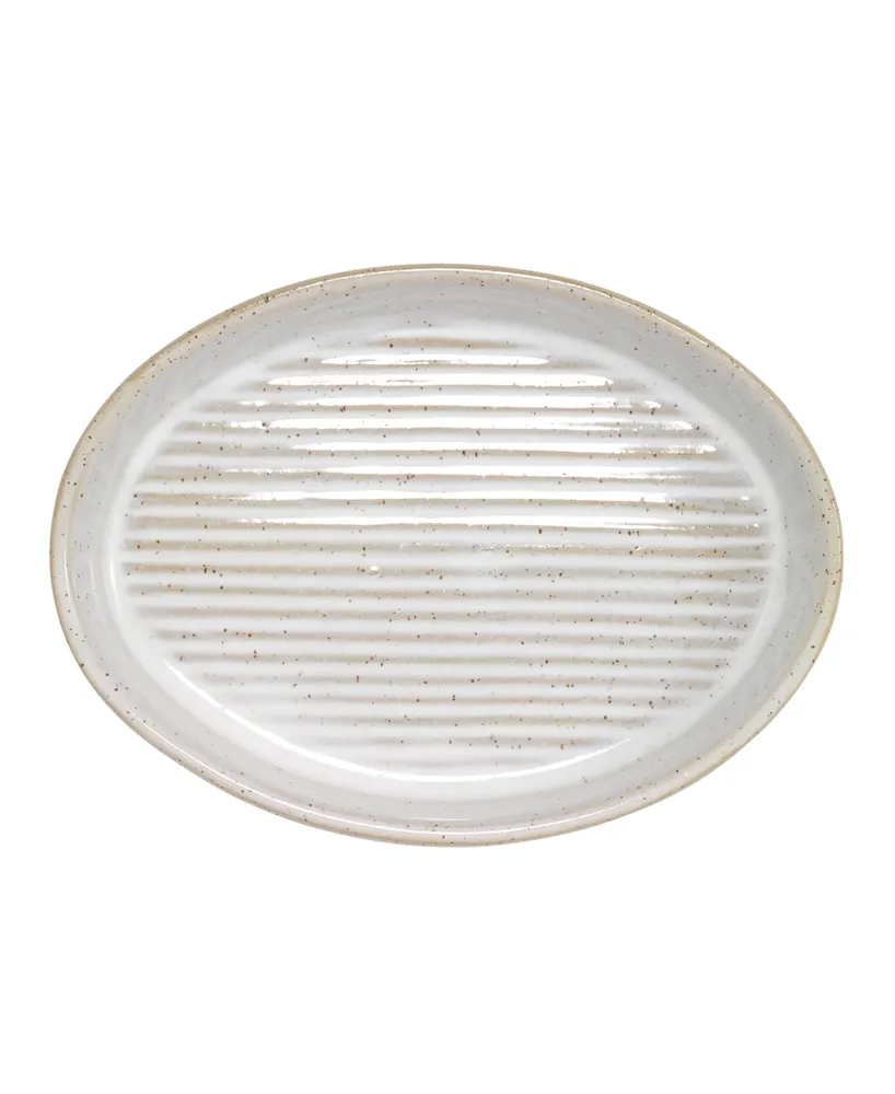 TEXTURED CERAMIC SOAP DISH - White