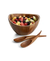 Nambe Harmony 3 Piece Wood Salad Bowl and Servers Set