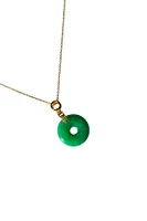 Donut — Green jade pendant necklace