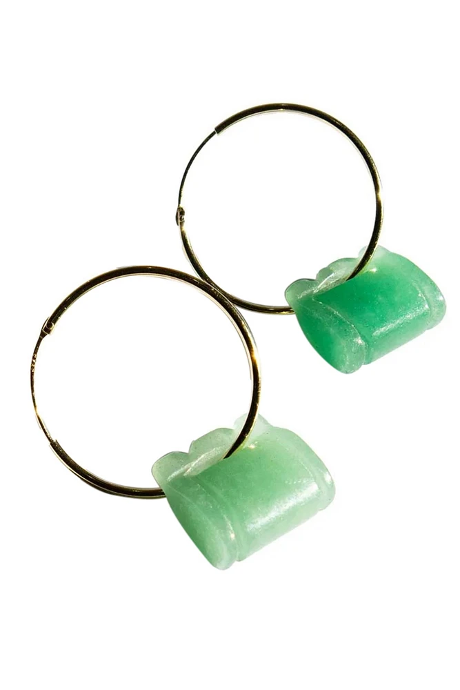 Baby lock — Jade stone gold earrings