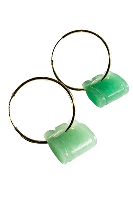Baby lock — Jade stone gold earrings