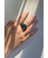 seree Smiley face - Green jade signet ring