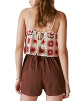 Lucky Brand Women's Crochet-Bodice Romper