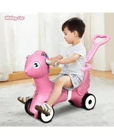 Baby Rocking Horse 4 in 1 Kids Ride On Toy Push Car w/ Music Indoor Outdoor Gift