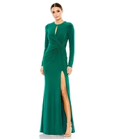 Women's Ieena Long Sleeve Keyhole Draped Gown