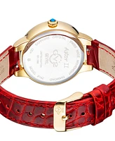 GV2 by Gevril Women's Astor Ii Swiss Quartz Red Leather Watch 36mm