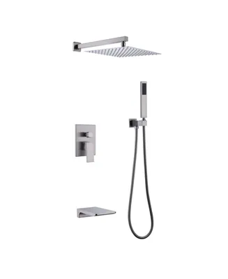 Simplie Fun Wall Mounted Square Rainfall Pressure Balanced Complete Shower System With Rough-In Valve