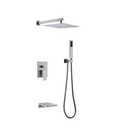 Streamdale Furniture Wall Mounted Square Rainfall Pressure Balanced Complete Shower System With Rough-In Valve