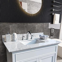 Streamdale Furniture 37 Inch Bathroom Vanity Top Stone Carrara New Style Tops With Rectangle Undermount Cera