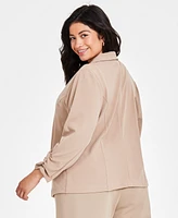 Bar Iii Trendy Plus Knit Drape-Front Blazer