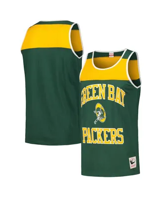 Men's Mitchell & Ness Green, Gold Green Bay Packers Heritage Colorblock Tank Top