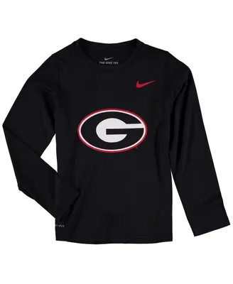 Big Boys Nike Heathered Black Georgia Bulldogs Legend Logo Long Sleeve Performance T-shirt