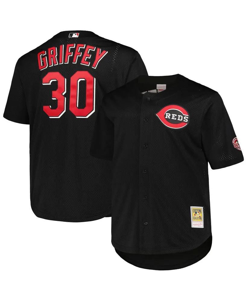 Men's Mitchell & Ness Ken Griffey Jr. Black Cincinnati Reds Big and Tall Cooperstown Collection Batting Practice Replica Jersey