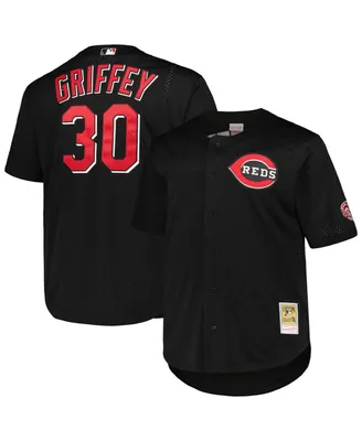 Men's Mitchell & Ness Ken Griffey Jr. Black Cincinnati Reds Big and Tall Cooperstown Collection Batting Practice Replica Jersey