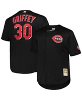 Men's Mitchell & Ness Ken Griffey Jr. Black Cincinnati Reds Big and Tall Cooperstown Collection Batting Practice Replica Jersey