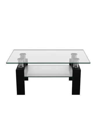 Costway Rectangle Glass Coffee Table Metal Legs End Livingroom