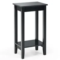 Costway 2-Tier Nightstand End Side Table Coffee Wooden Legs Bedroom