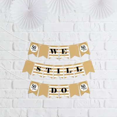 Big Dot of Happiness We Still Do - 50th Wedding Anniversary Party Mini Pennant Banner - We Still Do