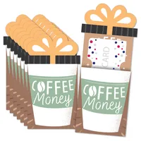 Big Dot of Happiness But First, Coffee Cafe Themed Party Card Sleeves Nifty Gifty Card Holders 8 Ct