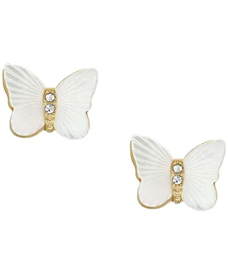 Fossil White Mother of Pearl Radiant Wings Stud Butterfly Earrings