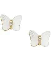 Fossil White Mother of Pearl Radiant Wings Stud Butterfly Earrings