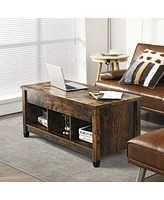 Lift Top Coffee Table w/ Hidden Compartment and Storage Shelves