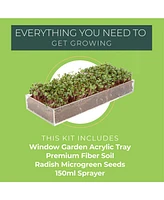 Window Garden Microgreens Grow Kit - Includes Microgreen Seeds, Fiber Soil, Acrylic Growing Tray, Sprayer - Fresh Organic Greens