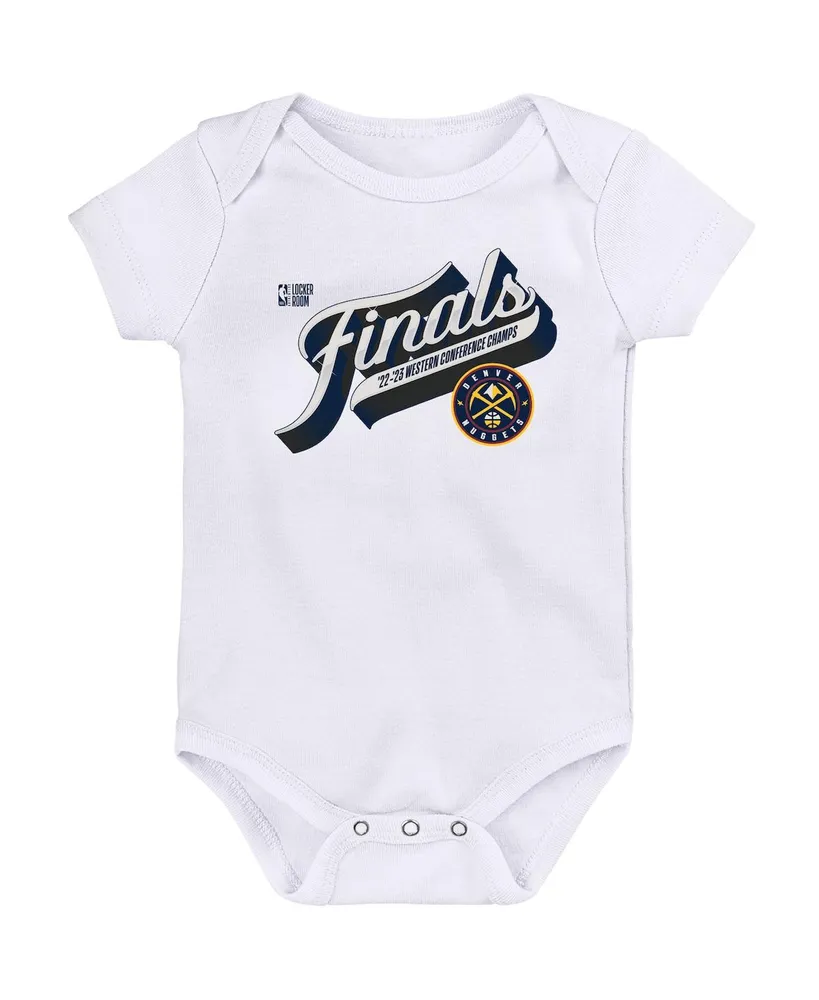 Infant Boys and Girls Fanatics White Denver Nuggets 2023 Western Conference Champions Locker Room Bodysuit