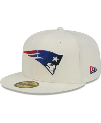 Men's New Era Cream New England Patriots Chrome Color Dim 59FIFTY Fitted Hat