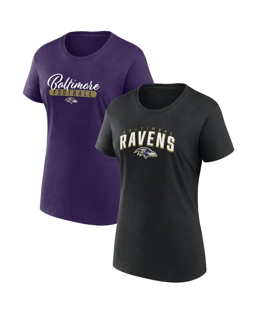 Women's Fanatics Branded Purple/Black Baltimore Ravens Ombre Long Sleeve T- Shirt